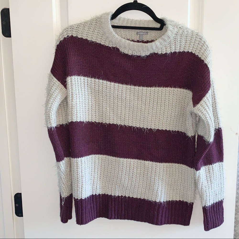 Charlotte Russe XS Purple and Grey Striped Sweater